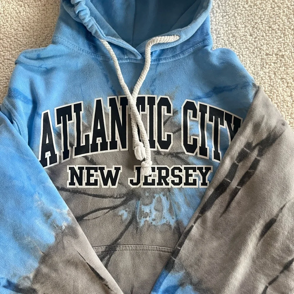 Atlantic City New Jersey Blue and Gray Tie-Dye Hoodie